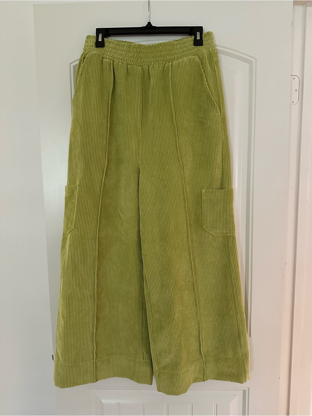 Urban Outfitters Wide-Leg Corduroy Pants in Lime Green